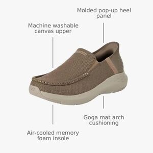 Skechers Men's US 7 Extra Wide Parson Ralven Taupe Hands Free Slip In Sneakers